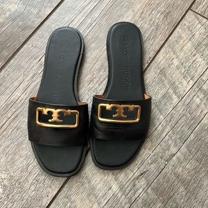Tory Burch Black and Gold Sandals